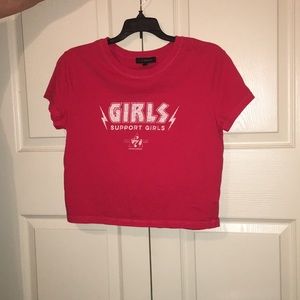 Red “girls supporting girls” shirt